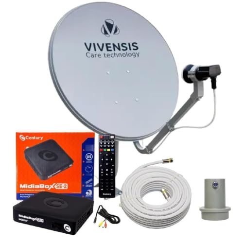 Kit Antena - Receptor Digital Century Midiabox Lnbf 5g Ku Cabo Cor Preto 110v/220v