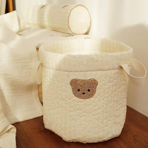Shinycome Balde de armazenamento de urso cesta de armazenamento de algodão bege bolsa de fraldas de
