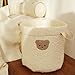 Yovslop Bear Storage Bucket Beige Cotton Basket Diaper Bag Large Capacity Bin for Home Nursery Room