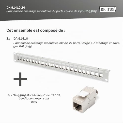 Digitus Panneau de brassage modulaire 24 ports équipé de 24x DN 93615 - vue 4