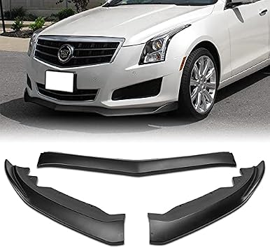 PU/699 Unpainted Matte Black Front Bumper Body Kit Splitter Lip 3PCS Compaitble with 2015-2018 ATS