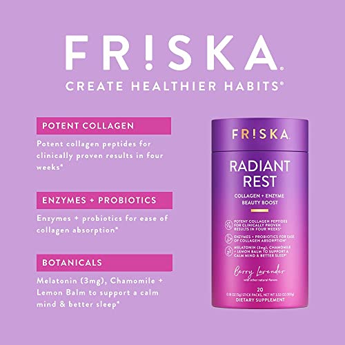Friska Radiant Rest And Friska Collagen Recharge | Probiotics, Digestive Enzymes, Biotin And Bioactive Collagen Peptides Powder Supplements For Women | Beauty Boost | 40 Stick Packs #TOP3