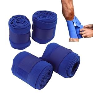 4PCS Horse Leg Wraps, 250cm X 12cm/98.4in X 4.7in Horse Polo Leg Wraps Classic Bandage for Horses Breathable Joint Ball Protection Horse Leg Bandage