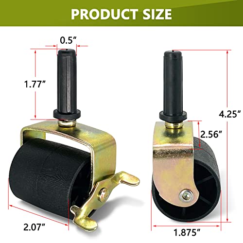 6PCS Bed Casters,Bed Frame Wheels,Bed Frame Rollers,Heavy Duty Locking Metal Swivel Casters for Bed Replacement Parts,Stem for Bed Frame Socket