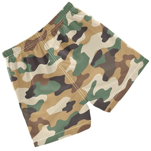 Pigsaly Boys' Swim Board Shorts Army Camouflage Brown Green Camo Print Boy's Swim Trunks Kids Swimwear 5T2
