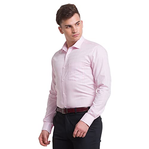Image of Park Avenue Men's Pure Cotton Checks Pattern Slim Fit Semi Cutaway Collar Full Sleeve Formal Shirt