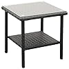 Valita outdoor wicker glass top side table patio rattan square end table black  urban country home decor
