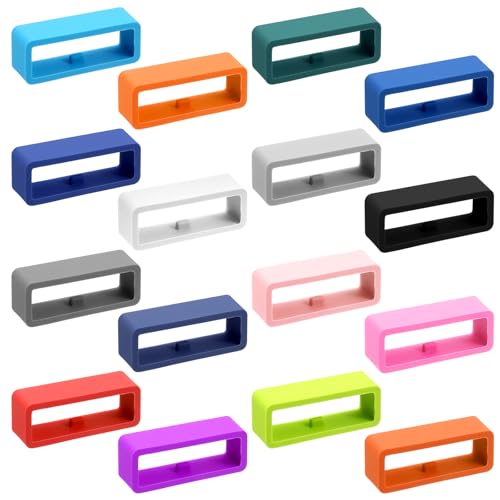 LXUEJIE 16 Pack Watch Strap Silicone Security Connector, Smart Watch Band Fixing Rings, Watches Band Keepers, Loop Secure Holder Silicone Fastener Rings for Smartwatch Accessories (Multi-Color)