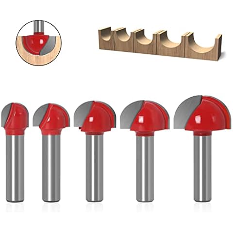 5 Stück Kugelkopffräser Holz,8 mm Schwalbenschwanz Schaft, Fräser für Fräser 8 mm Schaft, Schwalbenschwanz-12 mm/16 mm/19 mm/22 mm/25.4 mm Cover