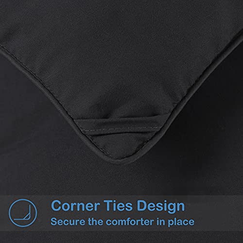 EASELAND California King Down Alternative Comforter - Quilted Duvet Insert for All Seasons, Soft Lightweight with Corner Tabs, Summer Winter Warm Bedding, Black 96x104 Inches