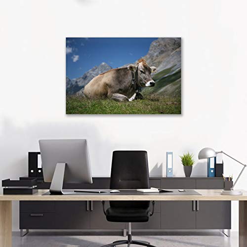 Tableau vache des montagnes en toile tendue de qualité supérieure