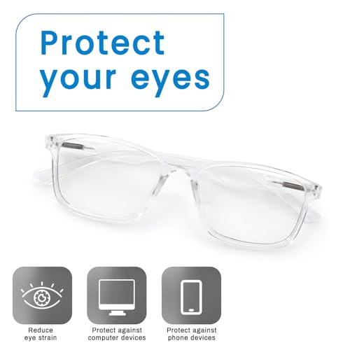 Image of UV Protection Glasses Blue Cut Blocking Harmful Rays Glasses for Men & Women Zero Power Computer Specs Eye Protection Lightweight Frame with Case & Cleaning Cloth