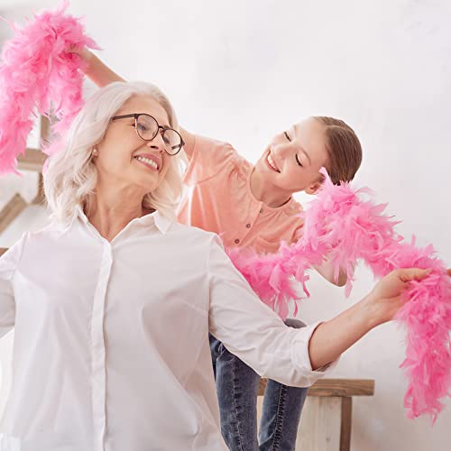Nsodreem Colorful Feather Boas 80 Gram 2 Yards Soft Turkey Chandelle Feather Boa Over 18 Color - Dancing Wedding Crafting Party Dress Up Halloween Costume With Heart Sunglasses (Pink) #TOP6