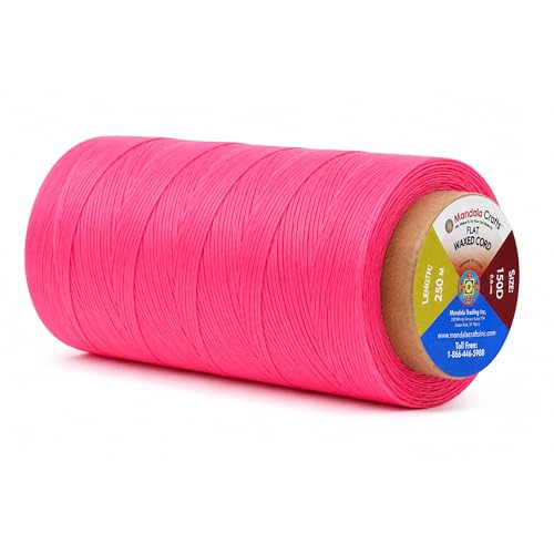 Mandala Crafts 150D 0.8mm Hot Pink Flat Waxed Thread for Leather Sewing
