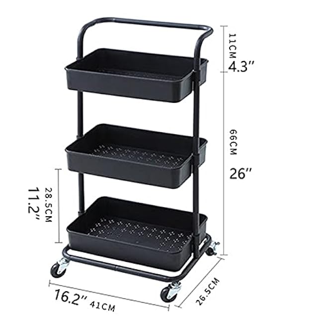 3-Tier Rolling Carts with Wheels Storage Cart Makeup Cart with Roller Wheels Mobile Storage Organizer for Kitchen, Bathroom, Office Storage Trolley(White)-NHv7pxGP