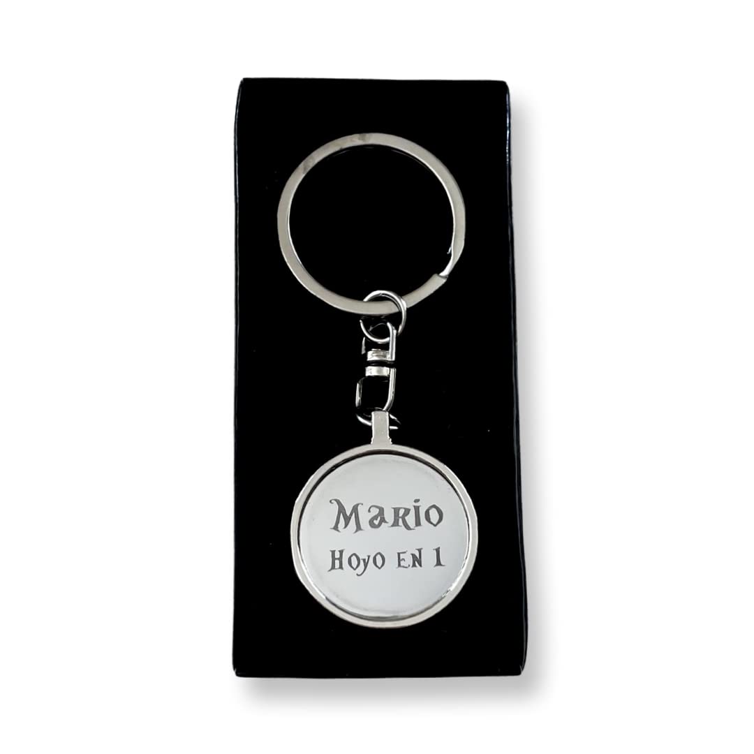 regalo grabado - Llavero Personalizado Pelota de Futbol, Baloncesto, Golf, Tenis | Grabado Permanente | Presentado en Caja Negra Forcada | Metal |