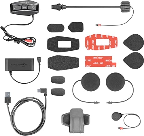 Interphone-UCOM4-Motorcycle-Bluetooth-Communication-4-Riders-up-to-16-Km-Range-Battery-15Hr-Helmets-Headset-Compatible-TFT-and-GPS-DSP-and-Noise-Control-Waterproof-IP67-Single-Pack