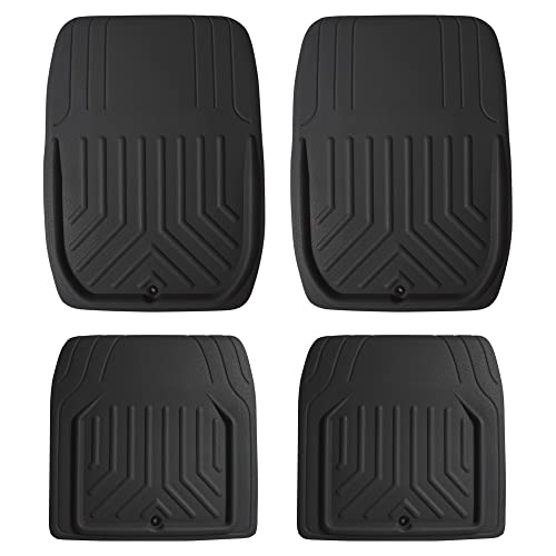 Image of FH Group Faux Leather Deep Dish Car Floor Mats - Trim-to-Fit, Universal Fit Full Set Automotive Floor Mats for Cars, SUVs & Trucks, Durable All-Weather Interior Protection, Black