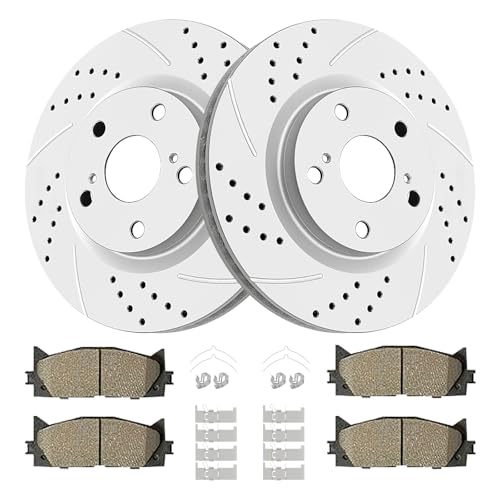 Front Drilled and Slotted Brake Rotors Ceramic Brake Pads Brake