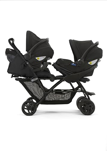 Graco Stadium Duo® Poussette double, de la naissance à environ 3 ans (0-15 kg), utilisable aussi avec une nacelle, dossiers réglables, pliable, grand panier de rangement, plateaux-repas, Titanium – Image 6