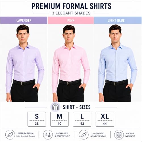Image of Men's Solid Formal Shirt | Premium Cotton Rich Full Sleeves Shirt | Comfort Fit Office Wear Shirt with Single Chest Pocket | Stylish Casual & Formal Shirt for Men