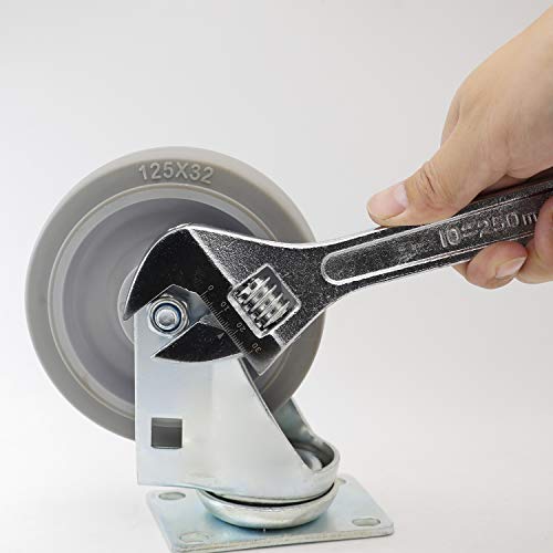 Image of Dr.Luck 10 Inch Sliver Adjustable Wrench, Drop Forged Steel Heat Treated Chrome-plated, Garage DIY Tool