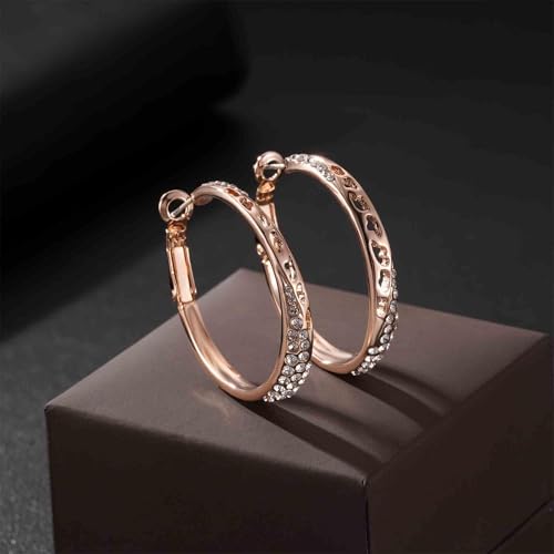 Stunning Austrian Crystal Hollow Hoop Earrings for Women Fashion 14K Gold Plated Hypoallergenic Jewelry Gift3