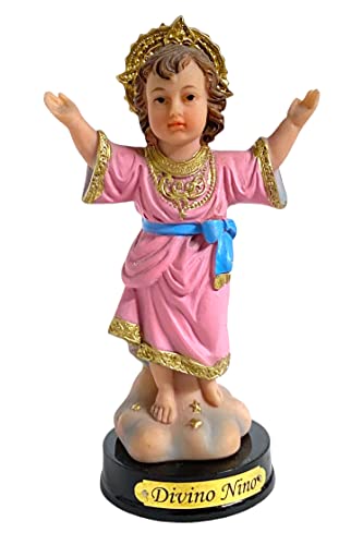 Estatua Niño Divino Jesús con base de madera 5 pulg miniatura 1