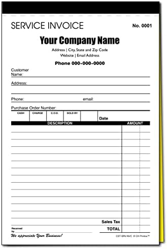 Personalized Carbonless Sales Invoice Forms - 2 Books (100 Sets) With Your Company Name & Numbering