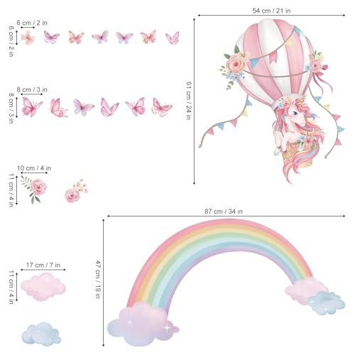 Vinilos decorativos unicornio arcoiris grande joya 2 hojas miniatura 4