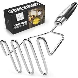 Potato Masher Stainless Steel – Premium Masher Hand Tool and Potato Smasher Metal Wire Utensil for Best Mash for Bean, Avocado, Egg, Mini Mashed Potatoe, Banana & Other Food by Zulay Kitchen