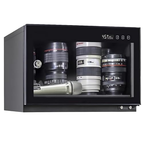 Armoire sèche pour objectif d'appareil photo, boîte déshumidificateur de 15 L avec température constante et lumières LED pour équipement de photographie résistant à l'humidité