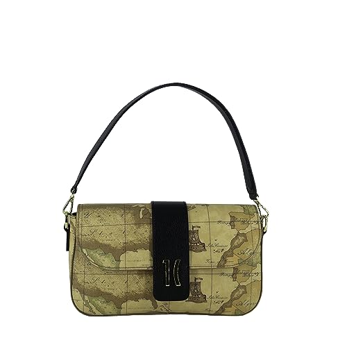 Misure: 27 x 15 x 6 cm Alviero Martini Prima Classe Borsa a Spalla con Tracolla Idol Geo Nero