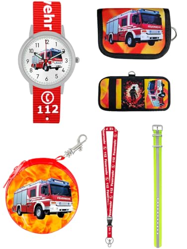 Brecjon großes 6tlg Geschenk Set Feuerwehr Kinder Armbanduhr Geldbörse Schlüsselband Display Schutz Motivdose 2 Armbänder 7426 Brecjon großes 6tlg Geschenk Set Feuerwehr Kinder Armbanduhr Geldbörse Schlüsselband Display Schutz Motivdose 2 Armbänder 7426