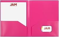 Vista 196 de JAM PAPER Heavy Duty Plastic Two Pocket Extra Tough School Folders - Blue - 6/Pack