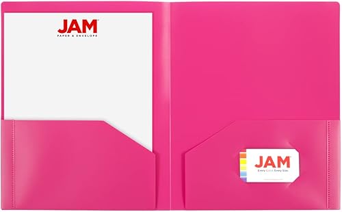 Miniatura 196 de JAM PAPER Heavy Duty Plastic Two Pocket Extra Tough School Folders - Blue - 6/Pack
