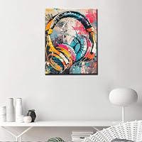 Graffiti-Kopfhörer, Malen nach Zahlen für Erwachsene, Straßenkunst, DIY-Ölgemälde-Set auf Leinwand mit Pinseln und Acrylpigmenten im bunten Stil, Bild, Heimdekoration, Geburtstagsgeschenk, 40,6 x 50,8 – Ansicht 3