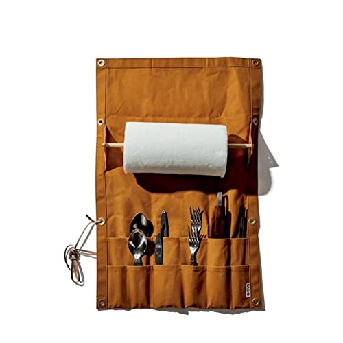 Domyfit Camp Picnic Tableware Storage Bag Portable Barbecue Cutlery Organizer Outdoor Hanging Holder Bag Camping Equipment (Brown) #TOP25