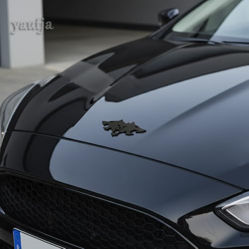 Image of Yautja 3D Metal Cerberus Badge Sticker Wolf Head Matte Black Emblem Decals | Cyberbeast Emblem, Wolf Pack Emblem Decal, Zinc Alloy Rear Side Front Badge, Universial Decorative Decal for Cybertruck Motor