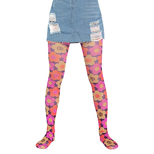 Ladies Summer Autumn Long Stockings, Girls Creative Heart/Floral/Cloud/Plaid Printing Tight Leggings Elastic Render Pants2