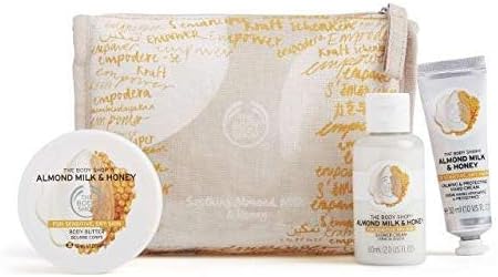 The Body Shop Soothing Almond Milk & Honey Delights Bag – Shower Gel (60ml) Body Butter (50ml) Hand Cream (30ml)