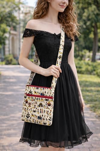 Image of GREEN CRAFT Canvas Sling Bag for Women | (8 X 9) Inch | Sling Bag Series, Shopping & College Bag with Adjustable Strap - Multicolor