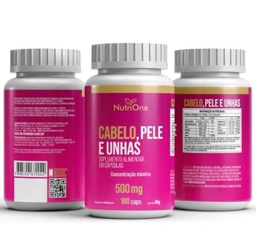 Cabelo, Pele e Unhas 180 Cápsulas Fórmula Concentrada Biotina, B12, B6, B2, Niacina + Vitaminas e Mi