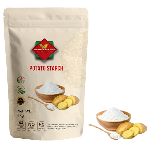 Potato Starch 1kg 100% Natural Non-GMO & Vegan Unmodified Potato Powder Premium Gluten Free Flour Alternative & Thickening Agent for Cooking Baking Soups & Sauces