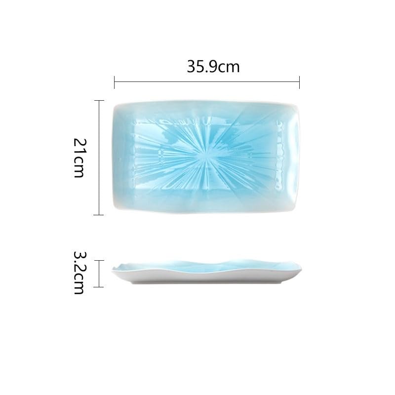 Talerze Ceramiczne, Podszkliwne, Kolorowe, Talerze, Naczynia Domowe, Komercyjne, Dania Na Parze Z Rybą, Prostokątny Talerz, Talerz Obiadowy, Talerze Obiadowe，B-Medium
