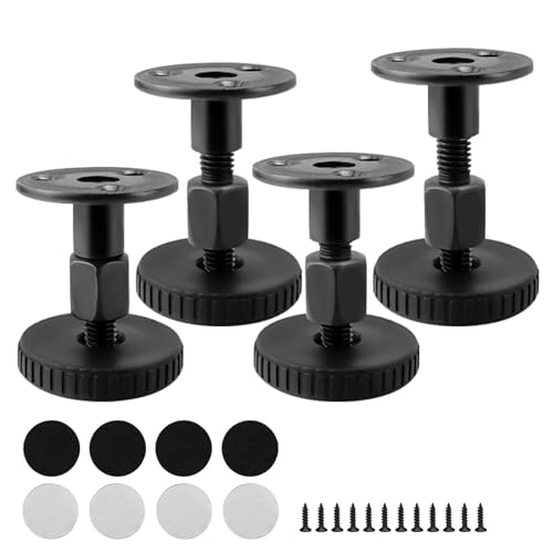 GEBAUM 4 pièces Pieds Reglable pour Meuble de 47 à 64 mm, Extensibles avec écrous de Connexion, Percés ou Auto-adhésifs, Silencieux et Respectueux du Sol, pour Pied de Meuble ou d'équipements
