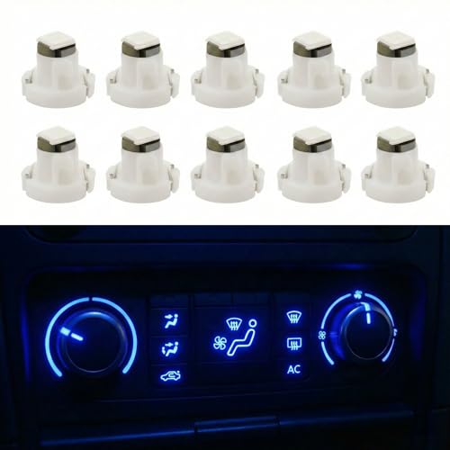 Image of WLJH 10x Blue T3 Neo Wedge Led 3030 SMD Chip 8mm Base Car Instrument Cluster Light Dashboard Gauge HVAC AC Heater Climate Control Lamps Switch Indication Interior Bulb Replacement | 3030 SMD, 12V, No Soldering, Center Console Buttons, AC Heater Climate Control, Indicator Light, Instrument Panel, 10-Pack