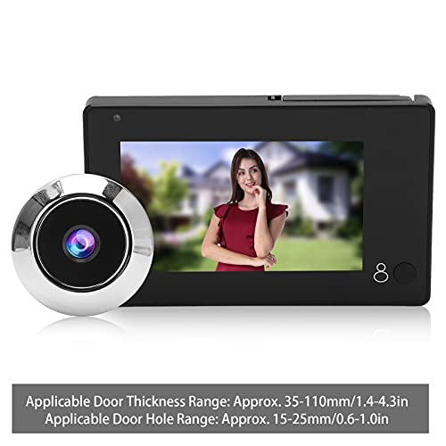 Campainha de vídeo digital para porta, ângulo amplo de 145 graus, tela colorida TFT de 4,3 polegadas