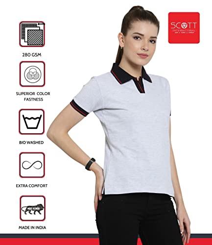 Image of Scott International Women's Regular Fit 100% Pure Organic Cotton Polo T-Shirt | Womens Polo Collar Neck T-Shirt | Cotton Plain Polo Neck Half Sleeve T-Shirt | Tshirts for Women