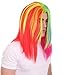 Rainbow Rapper Long Straight Wig, Rainbow Celebrity Breathable Capless Cap Designed Wigs